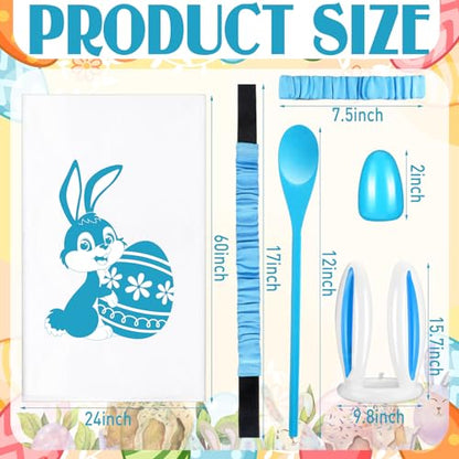 JellyArch 34 Pcs Easter Outdoor Toss Party Games Includes Potato Sack Race Jumping Bags Egg Spoon Race Inflatable Bunny Ring Toss Games Bean Bags Legged Race Bands Game Banner for Easter Hunt Party