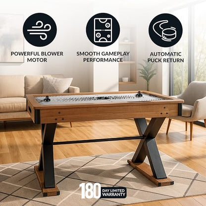 Hathaway Fullerton 48-in Air Hockey Table for Adults – Driftwood Finish with Slide Scorers, Pucks, and Strikers – Indoor Game Room Table for Family Fun