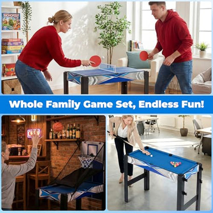 Goplus 6-in-1 Multi Game Table, Combo Game Table w/Basketball, Billiards, Ping Pong, Hockey, Shuffleboard, Bowling, Adults Space Saving Combination Game Table Set for Party, Game Room, Arcade