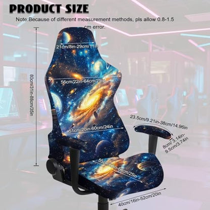Stretchy Chair Slipcovers with Arms Bling Starry Night Gaming Chair Cover Cat Scratch Proof Rotating Gaming Chair Covers Protector 4PCS Complete Set for Office Professional Environment - color: Bling Starry Night
