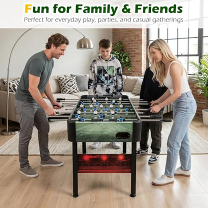 Goplus 54 Inch Full Size Foosball Table, Soccer Game Table with 2 Balls, 22 Players, Ergonomic Handles, Adjustable Leg Levelers, Competition Size Arcade Foosball Table for Home Game Room Adults