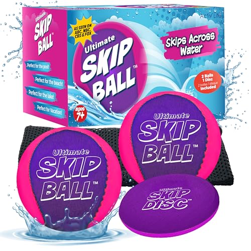 Activ Life The Ultimate Water Skip Balls, Water Bouncing Ball for Swimming Pool, Beach Toys for Friends, Family, Kids and Adults - style: Pink/Purple