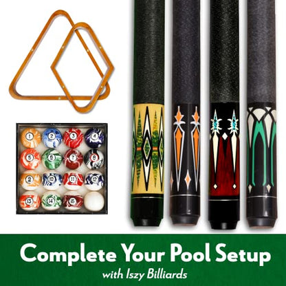 Pool Stick Rack - Cue Rack Only - Wood Floor Stand Holds 10 Pool Sticks and a Full Set of Balls - Billiards Accessories – Black
