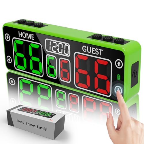 YZ Upgraded Digital Scoreboard with Timer, Mini Magnetic Electronic Scoreboard, LED Portable Scoreboard Basketball, Cornhole Score Keeper for Indoor&Outdoor Games - color: green