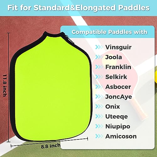 Pickleball Paddle Cover, Universal Case Size - 8.6 x 12.2 inches Racket Sleeve, Compatible with Most USAPA Standard and Elongated Pickball Paddles - style: 1 Pack Green