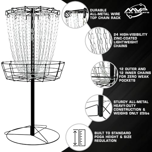 MVP Disc Sports Black Hole Practice 24-Chain Portable Disc Golf Basket Target