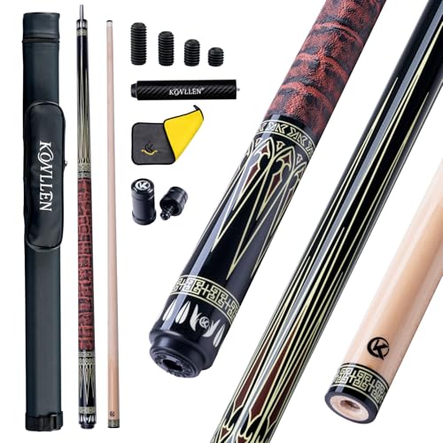 KONLLEN Maple Pool Cue Stick for Adults - Features Low Deflection Shaft, Titanium Alloy 3/8x8 Joint, and 12mm Tip - color: K-03-set