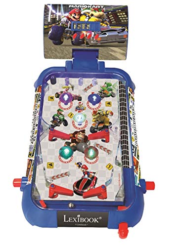 LEXiBOOK Nintendo Mario Kart Table Electronic Pinball, Action and Reflex Game for Children and familiy, LCD Screen, Light and Sound Effects, Blue/red, JG610NI - style: Super Mario