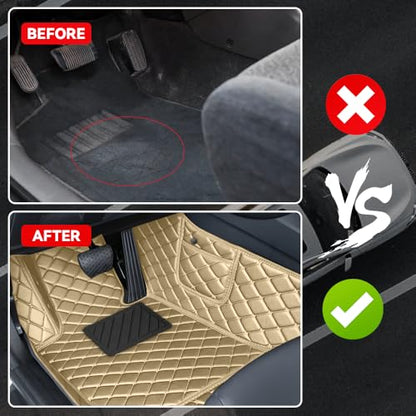 Car Floor Mats Fit for Dodge Dart 2013-2016 All Weather Durability Leather Car Floor Mats, Skidproof Pedal, Waterproof, Wear-reistant(Beige) - color: Beige