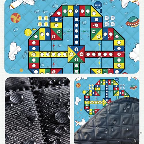 Kids Outdoor Play Mat,Waterproof Picnic Blanket with Chess Pieces | Lightweight Foldable Kids Crawling Pad 3 Layers Family Board Game for Lawn Beach Park Festival
