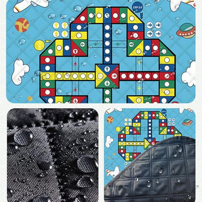 Outdoor Play Mat | Outdoor Picnic Blanket with Chess Pieces,Portable 3 Layers Lightweight Foldable Family Board Game for Camping Festival Beach Lawn Park