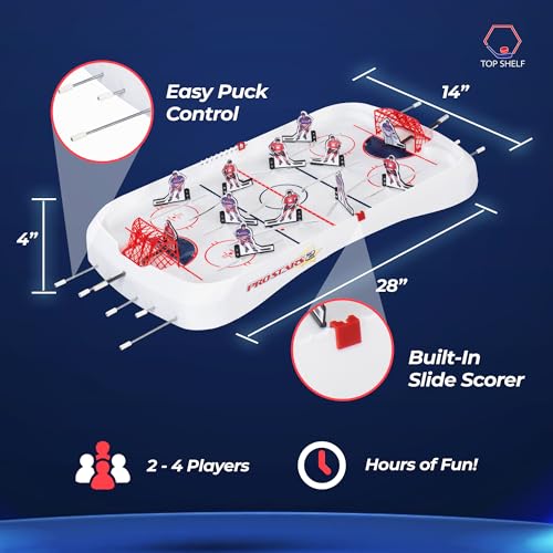 TOP SHELF Pro Stars: Ultimate Table Hockey Game - 28" x 14" Arcade Thrills for Adults & Family - Realistic Bubble Dome Rod - Official CTHA Tournament Quality - All-in-One Ice Hockey Fun