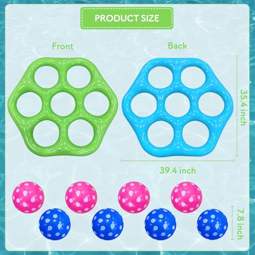 Pool Toys Games Set Inflatable Tic-Tac-Toe Pool Toy Floating Ball Toss Game for Summer Beach Party Backyard Pool Water Fun Games Beach Swimming Party - color: Blue and Green