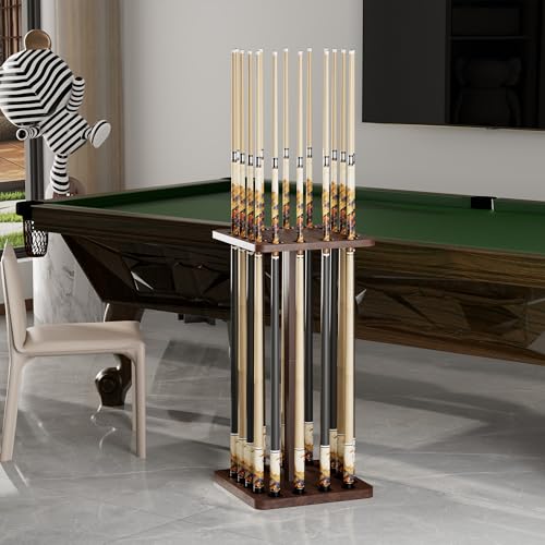 Pool Cue Holders for Billiard Room, Pool Stick Holder, Floor Stand Pool Cue Rack up to 16 Sticks, Natural Wood Pool Cue Equipment Storage Organizer, Billiard Gifts for Men - size: Non-rotating 16-Rod