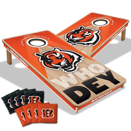 YouTheFan NFL 2' x 4' Slogan Series Professional Wood Cornhole Game with Logo Bags - color: Cincinnati Bengals