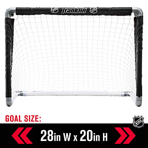 Franklin Sports NHL Kids Mini Hockey Goal Set - (2) Mini + Knee Hockey Goals, (4) Youth Sticks, (2) Goalie Sticks + (4) Foam Balls - Knee + Mini Hockey Set - color: Black