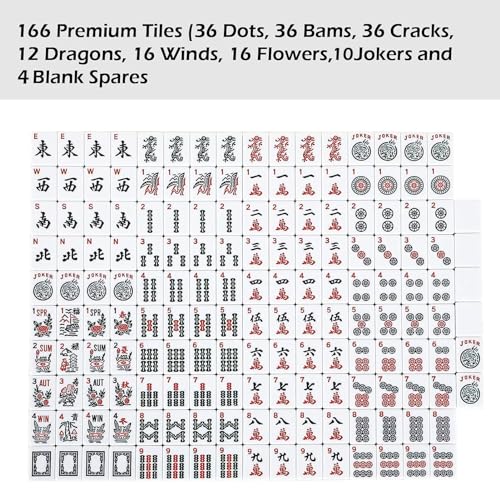 ZGME American Mahjong Set,166 Premium White Tiles with Soft Bag and Accessories,4 All-in-One Mahjong Racks with Pushers,Complete Western Mah Jongg,Mah-Jongg,Ma Jong Set - color: Blue