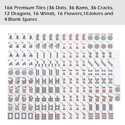 ZGME American Mahjong Set,166 Premium White Tiles with Soft Bag and Accessories,4 All-in-One Mahjong Racks with Pushers,Complete Western Mah Jongg,Mah-Jongg,Ma Jong Set - color: Blue