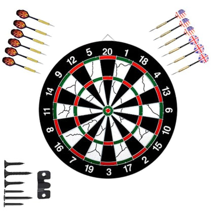 Flocking Dart Board Set,Double-Sided Dart Board with 12pcs Steel Tip Darts-Lightweight Bristle Dartboard-Multiplayer Party Games - size: Thickened 18"
