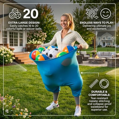 Granny Pants Yard Game Set - Outdoor Tossing Games for Adults | Oversized Stretchy Pants, Bouncy Balls, Air Pumps, XXL Sport Ball Storage Bag, Family Reunion, Party, Field Day