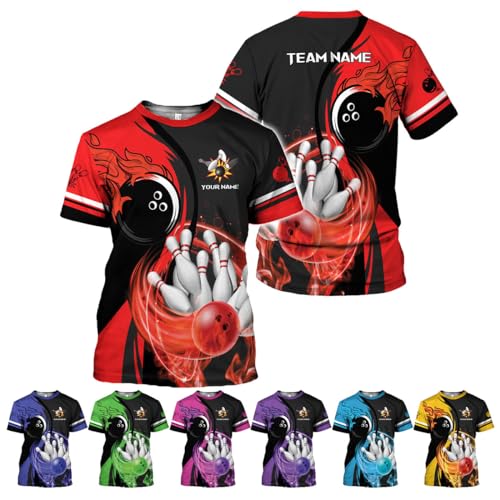Rivelus Personalized Name Bowling Shirts for Men and Women 3D, Bowling Shirts for Team Bowling, Bowling Shirts Gift - color: Blm32