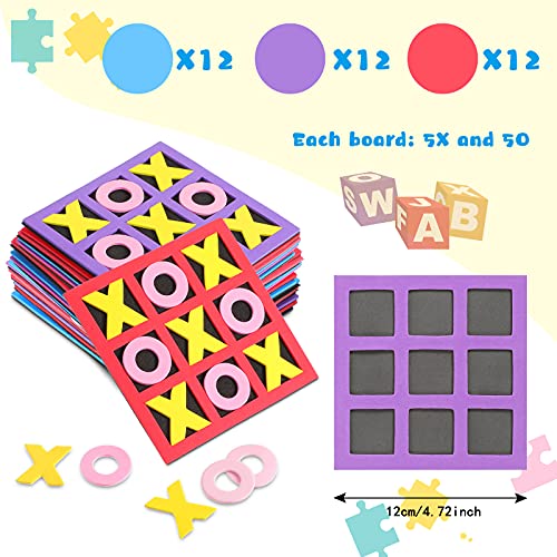 Skylety 36 Pack Tic Tac Toe Foam Tic Tac Toe Mini Board Game Family Classic Educational Table Game for Birthday Party Favors, Birthday Goody Bag Stuffers
