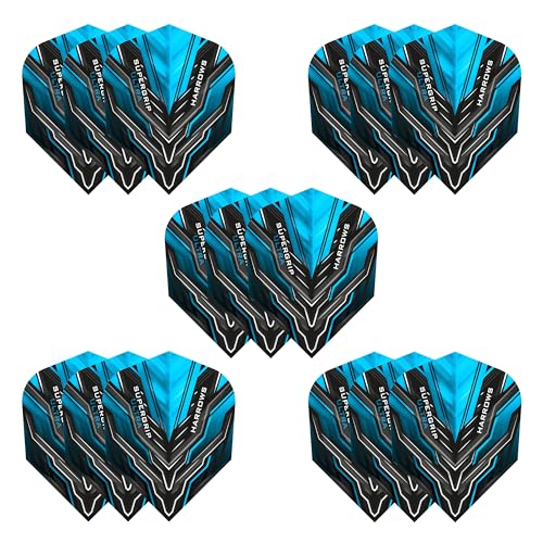 Harrows SUPERGRIP Ultra Flights| Set of x5 Premium Extra Strong Dart Flight Bag (15 Flights) (Blue) - color: Blue