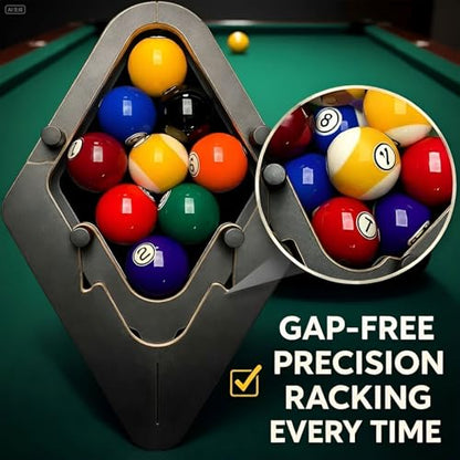 Precision-Engineered Professional Billiard Rack Tight System that Eliminates Gaps, 9-Ball Diamond Pool Ball Delivers Perfect Racks for Tournament Play & Home Pool Tables for Tournament Play(1PCS)