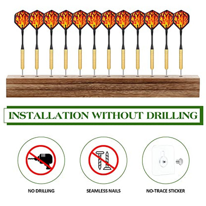 Kathfly 5 Pcs Dart Holder Wall Mount Displays Sets Including 1 Wooden Darts Holder 2 Throw Line Marker 2 Hook for Dart Storage Displaying