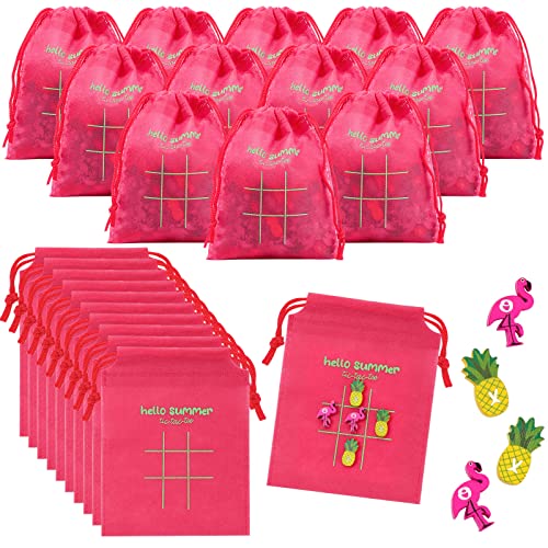 Sotiff 36 Sets Hawaiian Flamingo Party Favors Bulk Summer Tic Tac Toe Game Luau Party Decorations Pineapple Themed Birthday Supply - style: Flamingo