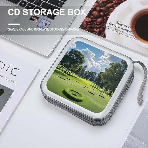 Golf Course CD Case 40 Discs Heavy Duty Bag Binder Storage Booklet Album Portable DVD CD Case Holder for Car Sturdy Hard Plastic Disc Cases for Home Office Travel