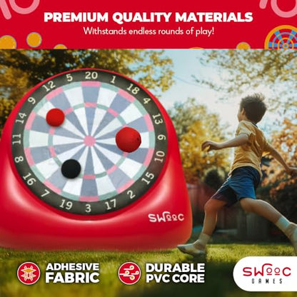 SWOOC Games® - Replacement Balls for Giant Kick Darts - 2 Red and 2 Black (7-inch) - Inflatable Easy-Stick Balls - Giant Outdoor Games - Soccer Yard Activity - Inflatable Soccer Dart Board