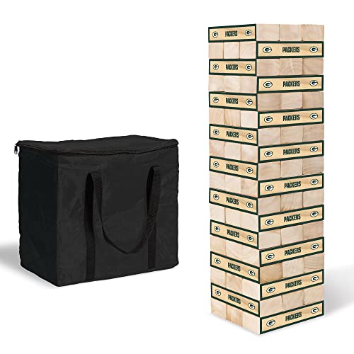 Wild Sports NFL Giant Stacking Wooden Blocks – Tumbling Tower Classic Family Game Stacks – Great Gift for Any Football Fan! - color: Green Bay Packers