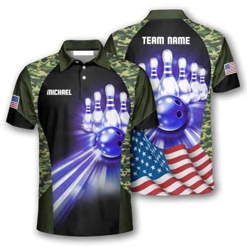 GABITA Personalized Bowling Jerseys for Men, Custom Bowling Polo Shirt, Bowling Shirts Gift for Bowler Team Player - color: A65
