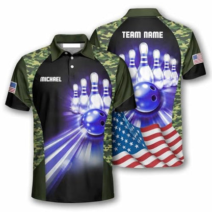 GABITA Personalized Bowling Jerseys for Men, Custom Bowling Polo Shirt, Bowling Shirts Gift for Bowler Team Player - color: A65