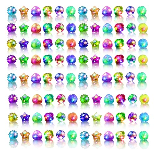 OLUPP Light Up Rings, Glow In The Dark Party Supplies, 6 Style Flashing Glow In The Dark Rings - style: 48 Pack