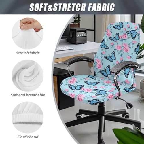Butterflys Office Chair Covers, Stretch Computer Universal Boss Modern Style High Back Chair Slipcover Computer Chairs Covers for Dogs Cats Pets - color: Butterflys 3, size: Small