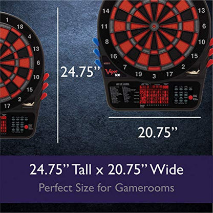 Viper 800 Electronic Dartboard, 15.5 in Regulation Target, 57 Games, 16 Players, 6 Darts Included, Black