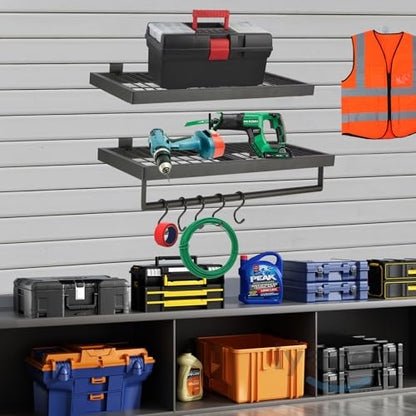 Slatwall Shelves, Slatwall Shelf, Slat Wall Accessories, Heavy Duty Storage Shelves, for Garage, Home,Retail Storage,110 lbs Load Capacity (2-Pack, Black)