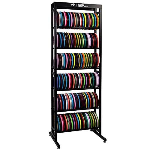 MVP Disc Sports Disc Station Disc Storage Rack (Choose Your Size and Color) - style: Black - 6 Shelf