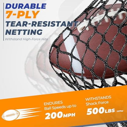 7x7ft/8x8ft Football Throwing Net, Quarterback Training Equipment with 5 Target Pockets, Includes Football, Portable Carry Bag - color: Black, size: 8x8ft