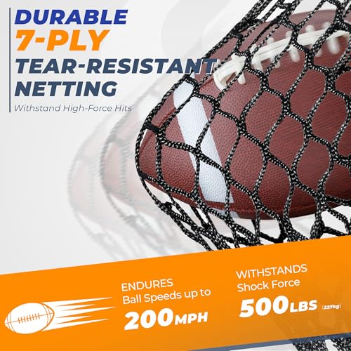 7x7ft/8x8ft Football Throwing Net, Quarterback Training Equipment with 5 Target Pockets, Includes Football, Portable Carry Bag - color: Black, size: 7x7ft