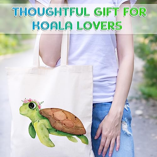 Sieral 2 Pcs Animal Lover Bag Gift for Women Travel Canvas Tote Portable Zipper Pouch Canvas Reusable Grocery Tote - style: Turtle