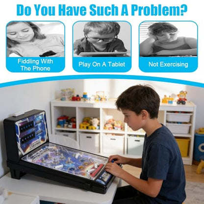 Electronic Tabletop Pinball Game Retro Arcade Pinball Machine for Kids Portable Desktop Ball Shooting Toy with Scorer Light and Sound Birthday Party Gift