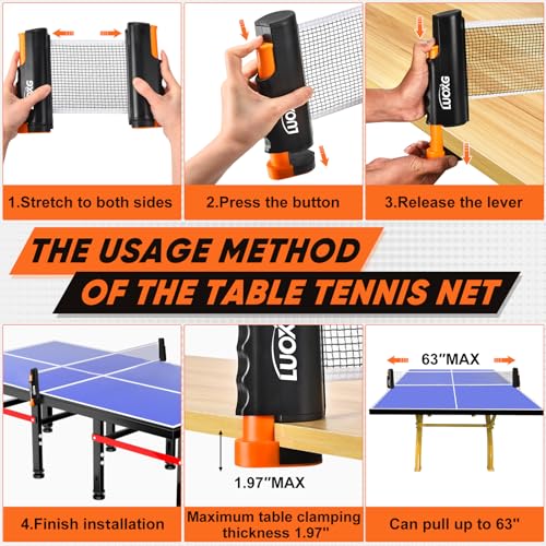 Portable Ping Pong Paddles Set of 2 with Table Tennis Net and Balls | 2‑Player Ping Pong Paddles Set with 3‑Star Balls, Retractable Net and Portable Case, Perfect for Family Games
