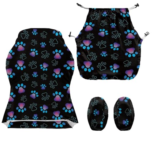 Suobstales Dog Paw Pattern Gaming Chair Cover with Armrest Cover, Cat Scratch Proof Jacquard Soft Spandex Gaming Chair Slipcovers with Arms Cover for Racing Office Computer Reclining Chairs - color: Dog Paw