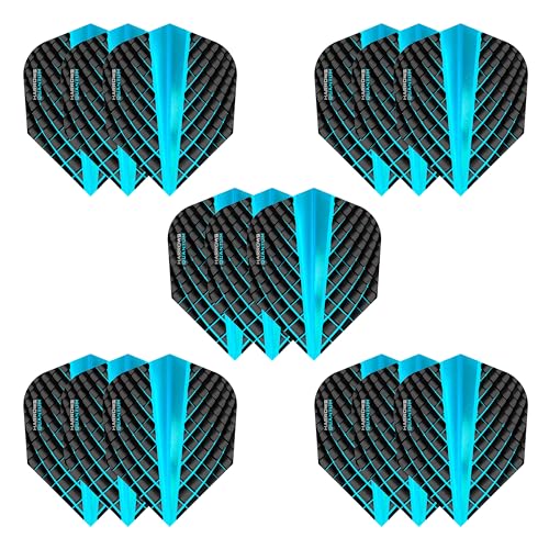 Harrows Quantum Dart Flights | 5 x Sets Darts Flights (15 Flights Total) I 100 Micron Dart Flights I Premium Extra Strong Made in UK I Professional Darts Accessories - color: Aqua