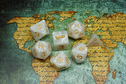 Dice- 25mm DND RPG Dice Set for Dungeons and Dragons D&D Pathfinder MTG Role Playing Dice Giant White Polyhedral Dice with Dice Bag - color: White