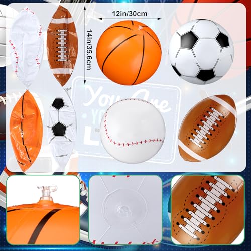 48 Pcs Inflatable Sports Beach Balls wtih Glasses for Party Favors Variety Pack Basketball, Baseball, Football, Soccer Beach Balls Sports Themed Summer Pool Birthday Decorations - style: Sports
