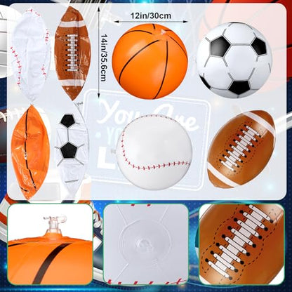 48 Pcs Inflatable Sports Beach Balls wtih Glasses for Party Favors Variety Pack Basketball, Baseball, Football, Soccer Beach Balls Sports Themed Summer Pool Birthday Decorations - style: Sports